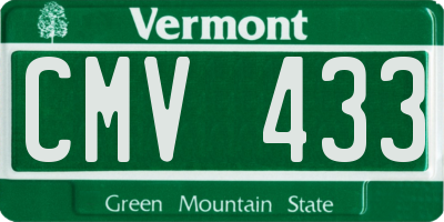 VT license plate CMV433