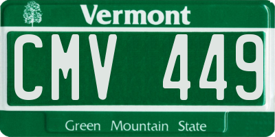 VT license plate CMV449