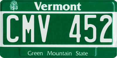 VT license plate CMV452