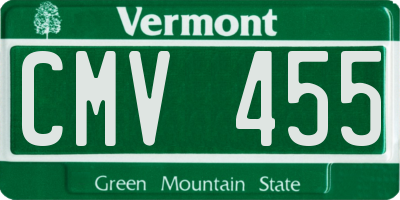 VT license plate CMV455