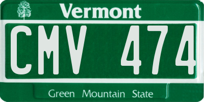 VT license plate CMV474