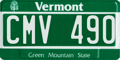 VT license plate CMV490