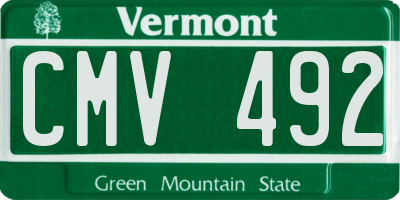 VT license plate CMV492