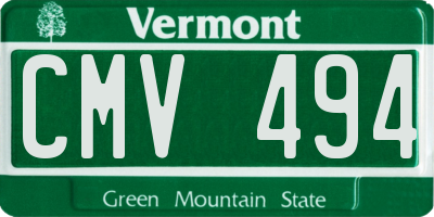 VT license plate CMV494