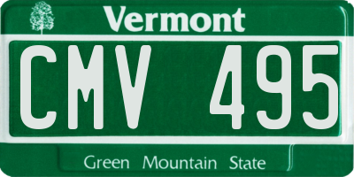VT license plate CMV495