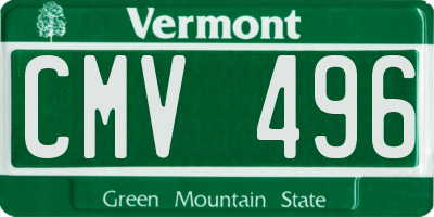 VT license plate CMV496