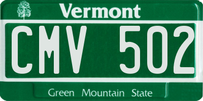 VT license plate CMV502