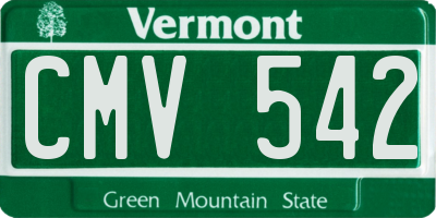 VT license plate CMV542