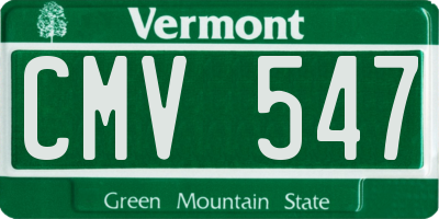 VT license plate CMV547