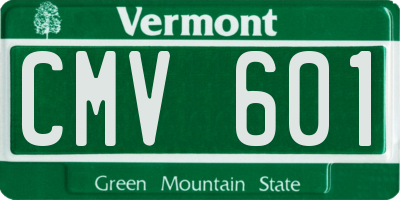 VT license plate CMV601