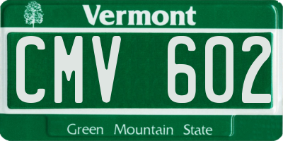 VT license plate CMV602
