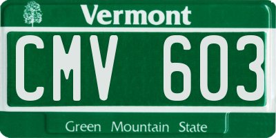 VT license plate CMV603