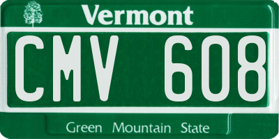 VT license plate CMV608