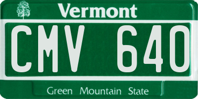 VT license plate CMV640