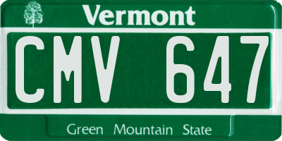 VT license plate CMV647