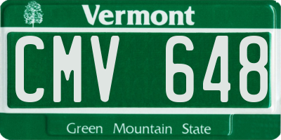 VT license plate CMV648