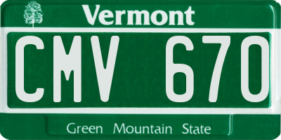 VT license plate CMV670