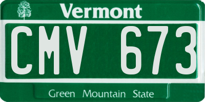 VT license plate CMV673