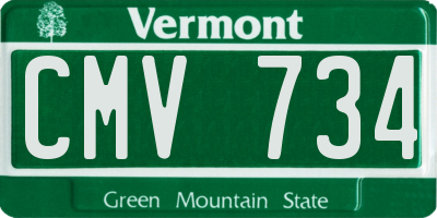 VT license plate CMV734