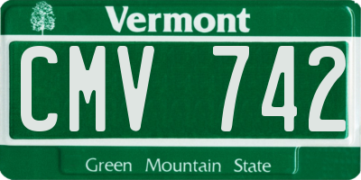 VT license plate CMV742