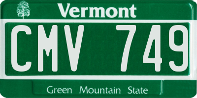 VT license plate CMV749