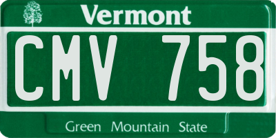 VT license plate CMV758