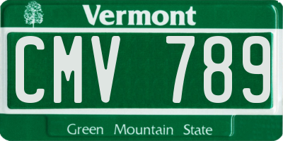 VT license plate CMV789
