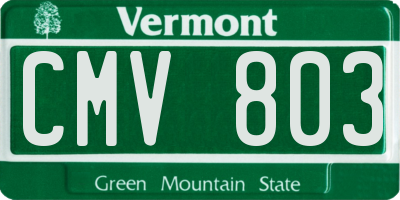 VT license plate CMV803