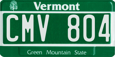 VT license plate CMV804