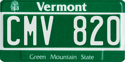 VT license plate CMV820