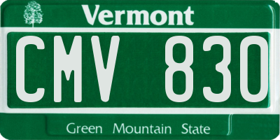 VT license plate CMV830