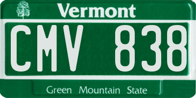 VT license plate CMV838