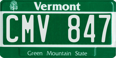 VT license plate CMV847