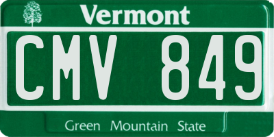 VT license plate CMV849