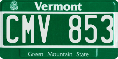 VT license plate CMV853