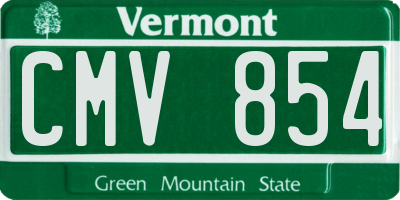 VT license plate CMV854