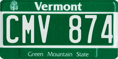 VT license plate CMV874