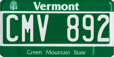 VT license plate CMV892