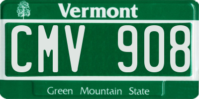 VT license plate CMV908