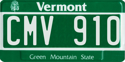 VT license plate CMV910