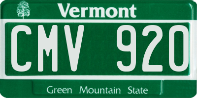 VT license plate CMV920