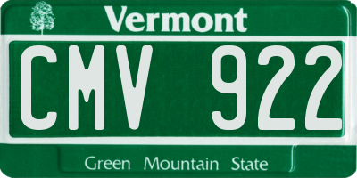 VT license plate CMV922