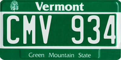 VT license plate CMV934