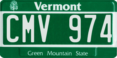 VT license plate CMV974
