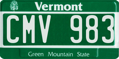 VT license plate CMV983