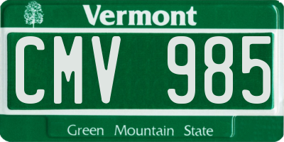 VT license plate CMV985