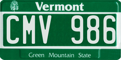 VT license plate CMV986