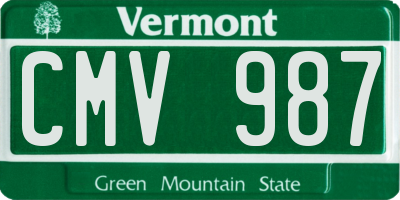 VT license plate CMV987