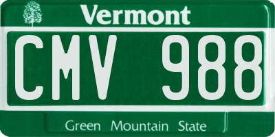 VT license plate CMV988