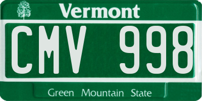 VT license plate CMV998